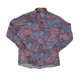 Vintage 90s pastel rose purple abstract crazy pattern ugly print long sleeve shirt size large by Cas